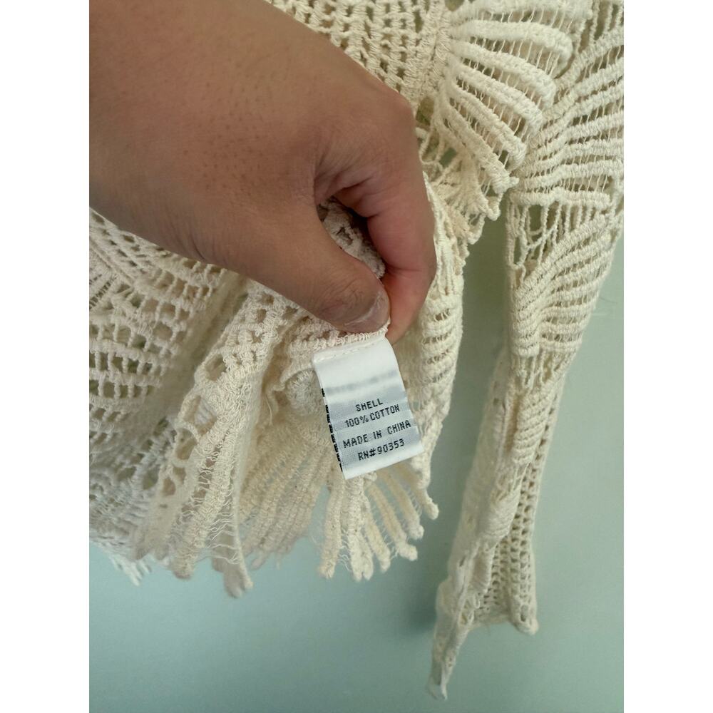 Rebellion Bohemian Chic Open Knit Seashell Sweater 100% Cotton Western Festival - Picture 6 of 8